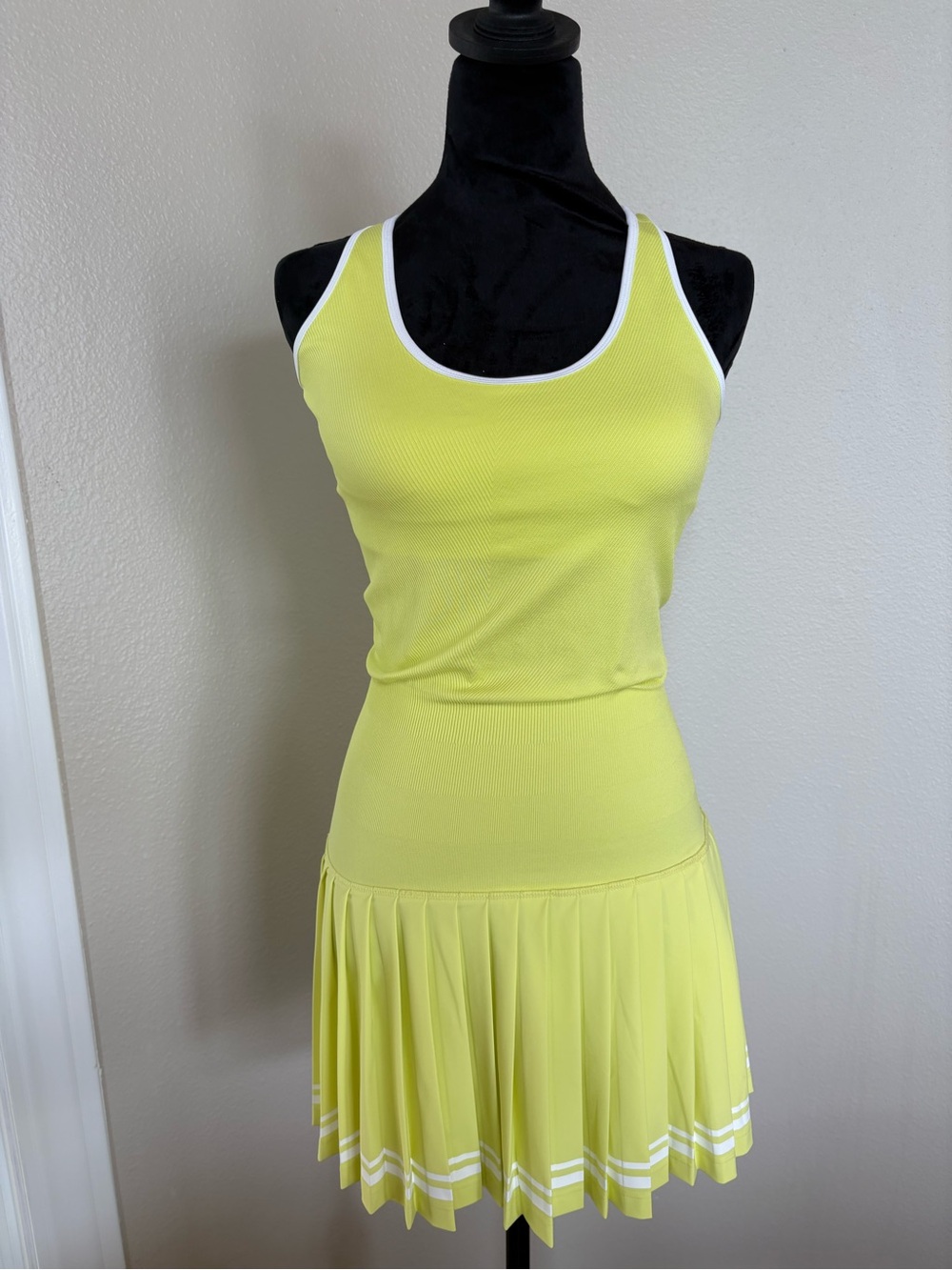 Yellow Athletic Dress with Pleated Skirt